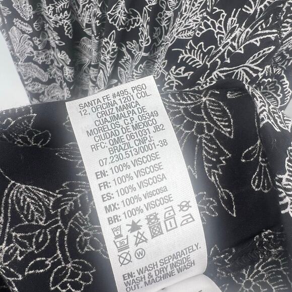 Roxy Floral V-Neck Dress Womens Large Black Pockets Cutout - Picture 8 of 8